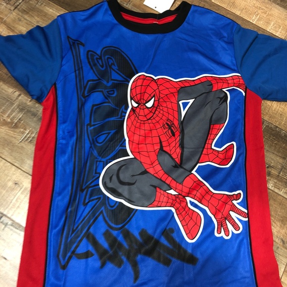 red spiderman shirt